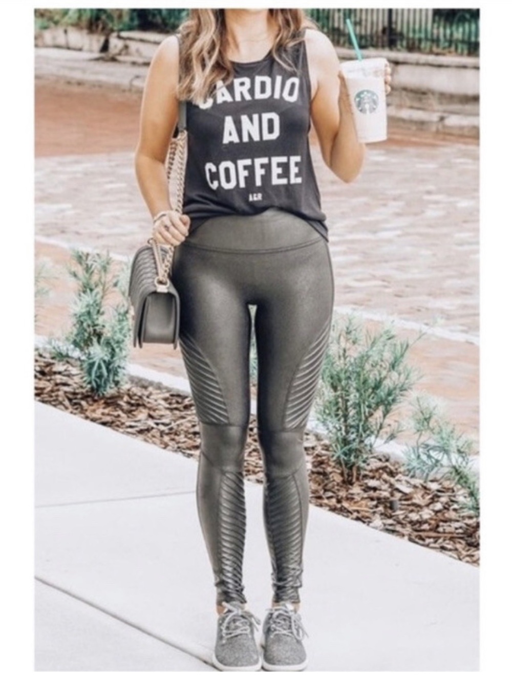 SPANX Faux Leather Moto Leggings in Charcoal XL